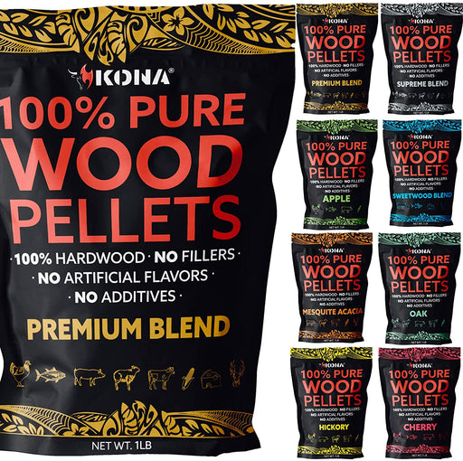 Kona Premium Wood Pellets - Grilling, BBQ & Smoking - Concentrated 100% Hardwood Variety Pack - The Kansas City BBQ Store