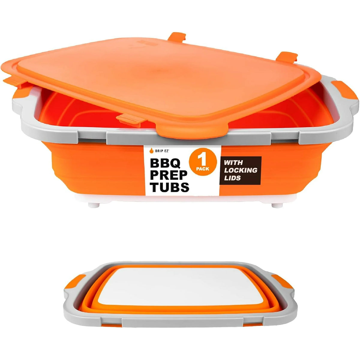 Drip Ez XL Prep Tub W/ Locking Lid Orange — The Kansas City BBQ Store