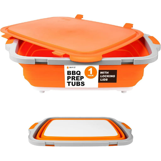 Drip Ez XL Prep Tub W/ Locking Lid Orange - The Kansas City BBQ Store