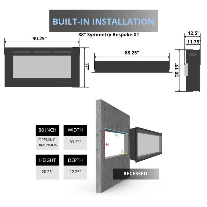 Amantii SYMMETRY Bespoke Extra Tall Built-In Smart Electric Fireplace with Sound