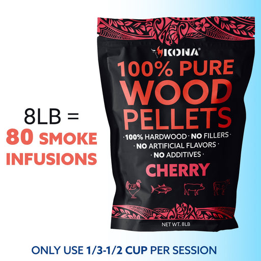 Kona 100% Cherry Wood Pellets - Grilling, BBQ & Smoking - Concentrated Pure Hardwood - Mellow Smoke - The Kansas City BBQ Store