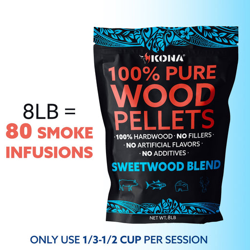 Kona Sweetwood Wood Pellets - Grilling, BBQ & Smoking - Concentrated Pure Hardwood - Thin Blue Smoke - The Kansas City BBQ Store