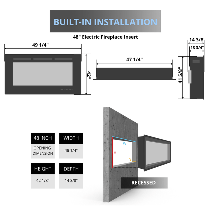 Amantii 26-Inch to 48-Inch Traditional Built-in Smart Electric Fireplace Insert