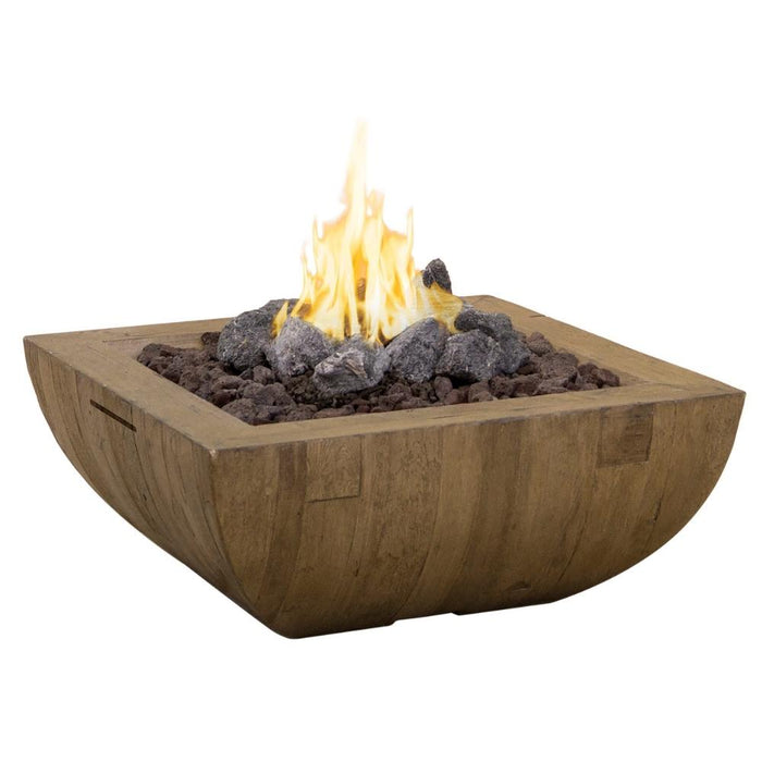 American Fyre Designs Bordeaux 36-Inch "Reclaimed Wood" Square Gas Fire Bowl