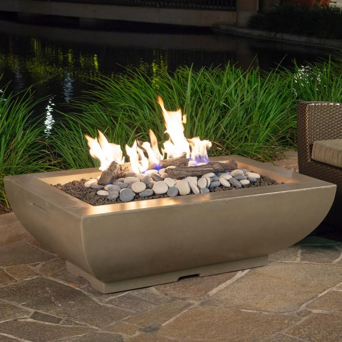 American Fyre Designs Bordeaux 50-Inch Rectangular Concrete Gas Fire Bowl