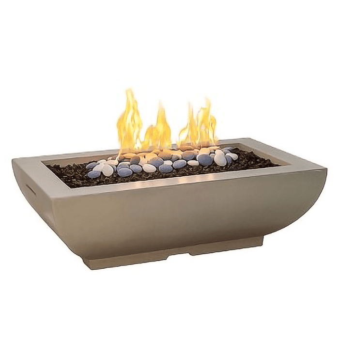 American Fyre Designs Bordeaux 50-Inch Rectangular Concrete Gas Fire Bowl