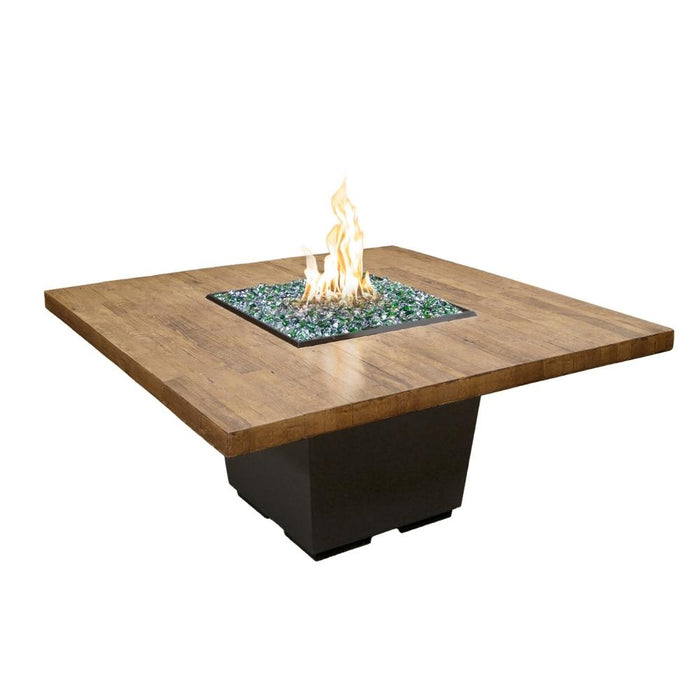 American Fyre Designs Cosmopolitan 60-Inch "Reclaimed Wood" Square Gas Fire Pit Dining Table