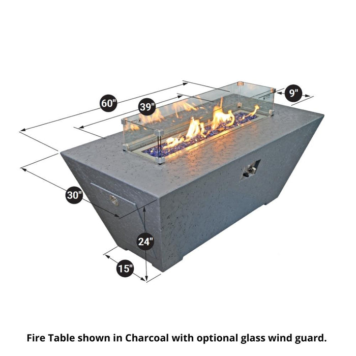 Athena Olympus Rectangular Concrete LP Fire Pit Table with Access Door