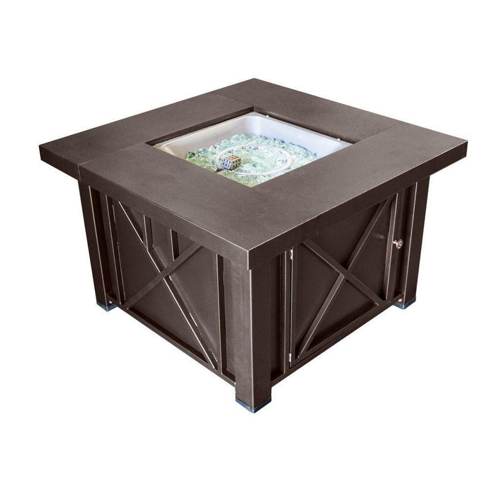 AZ Patio Heaters Hammered Bronze 38-Inch Square LP Fire Pit Table (GSF-DGH)