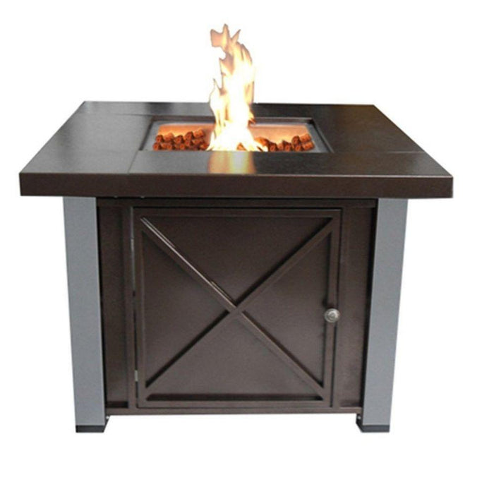 AZ Patio Heaters Two-Tone 38-Inch Square LP Fire Pit Table (GSF-DGHSS)