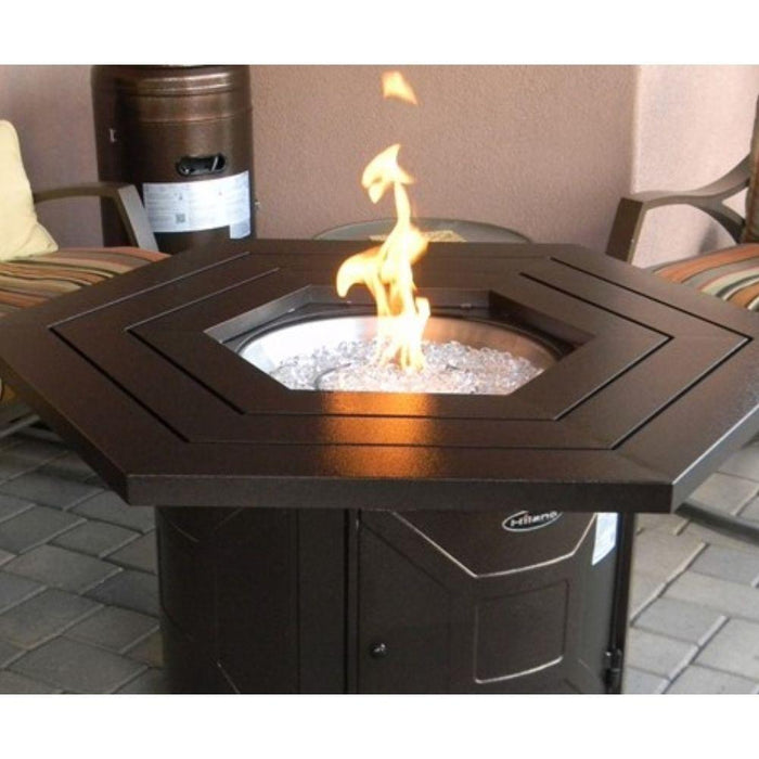 AZ Patio Heaters Hammered Bronze Hexagon LP Fire Pit Table (F-HEX-FPT)