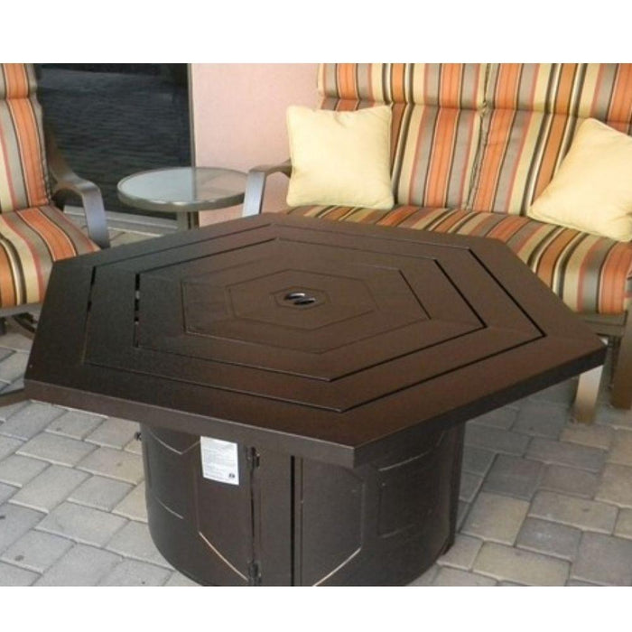 AZ Patio Heaters Hammered Bronze Hexagon LP Fire Pit Table (F-HEX-FPT)