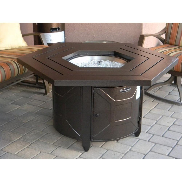 AZ Patio Heaters Hammered Bronze Hexagon LP Fire Pit Table (F-HEX-FPT)