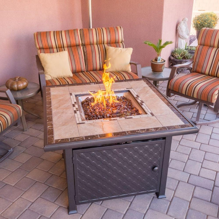 AZ Patio Heater Marble Tile 40-Inch Square LP Fire Pit Table (GFT-51030A)