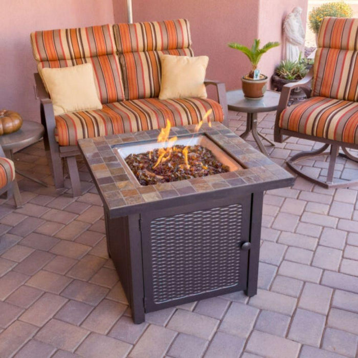 AZ Patio Heaters Slate 30-Inch Square LP Fire Pit Table (GFT-60843)