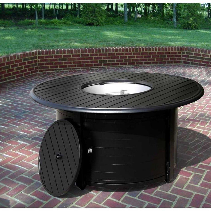 AZ Patio Heaters Slatted Aluminum 48-Inch Round LP Fire Pit Table (F-1350-FPT)