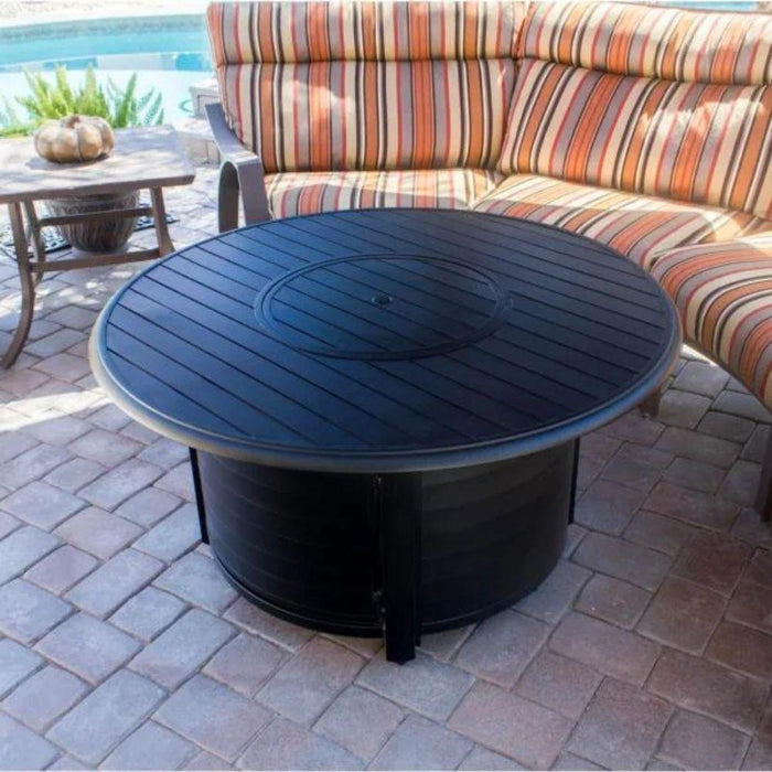 AZ Patio Heaters Slatted Aluminum 48-Inch Round LP Fire Pit Table (F-1350-FPT)