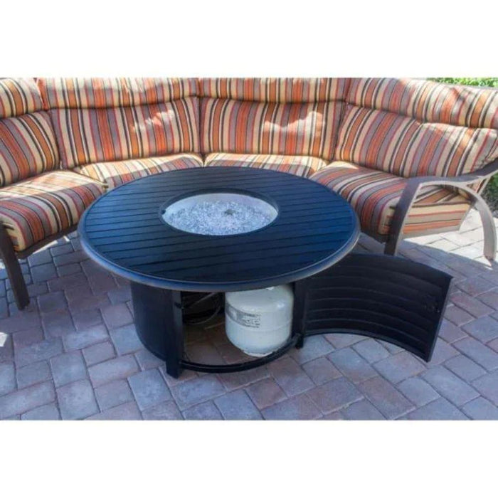 AZ Patio Heaters Slatted Aluminum 48-Inch Round LP Fire Pit Table (F-1350-FPT)