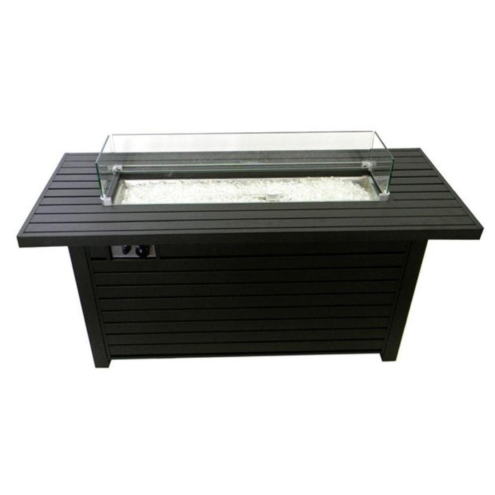 AZ Patio Heaters Black Mocha 54-Inch Rectangular LP Fire Pit Table with Wind Guard (AFP-RT-WS)