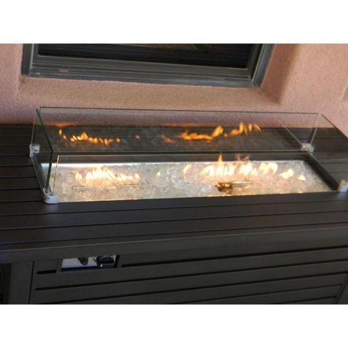 AZ Patio Heaters Black Mocha 54-Inch Rectangular LP Fire Pit Table with Wind Guard (AFP-RT-WS)