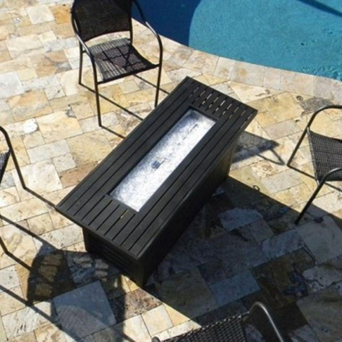 AZ Patio Heaters Black Mocha 54-Inch Rectangular LP Fire Pit Table with Wind Guard (AFP-RT-WS)