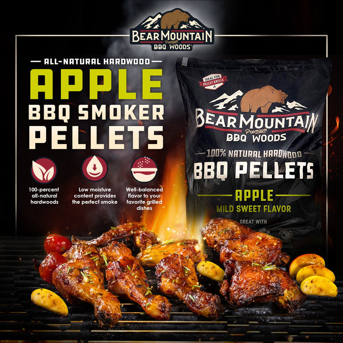 Bear Mountain BBQ Premium All-Natural Hardwood Apple Smoker Pellets, 20 Pounds