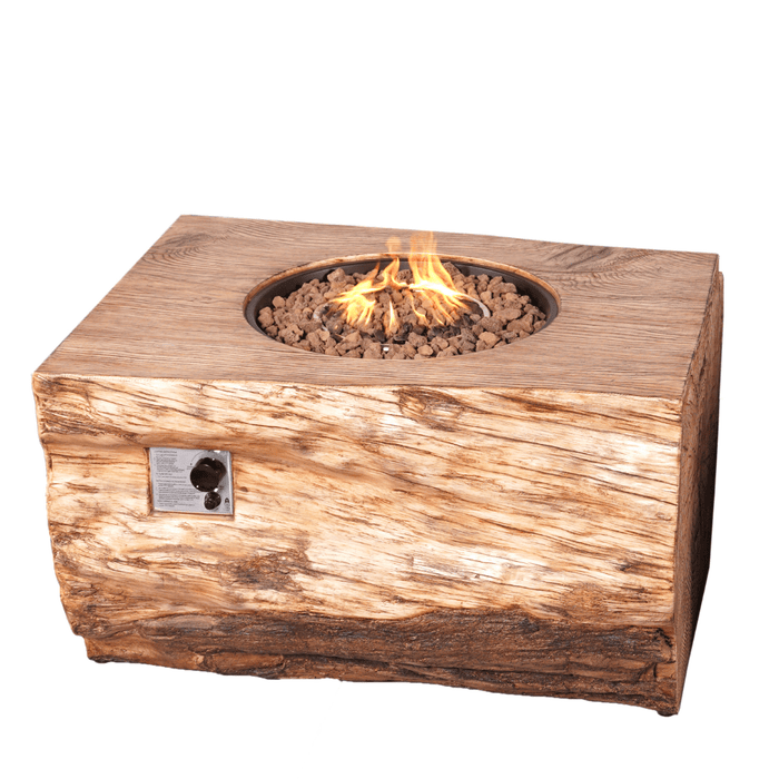 Direct Wicker 44-Inch Rectangular Tree Stump LP Fire Pit Table