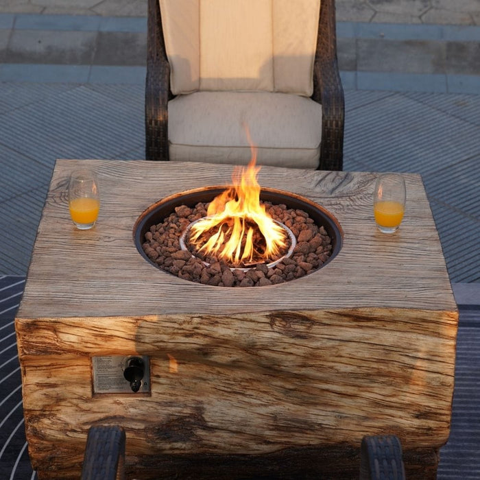 Direct Wicker 44-Inch Rectangular Tree Stump LP Fire Pit Table