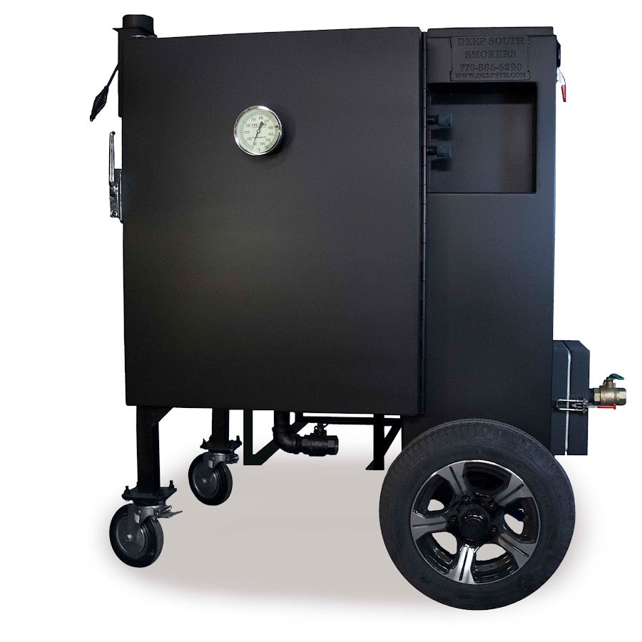 Deep South GC28 Gravity Smoker w wheel upgrade Gloss Black The Kansas City BBQ Store