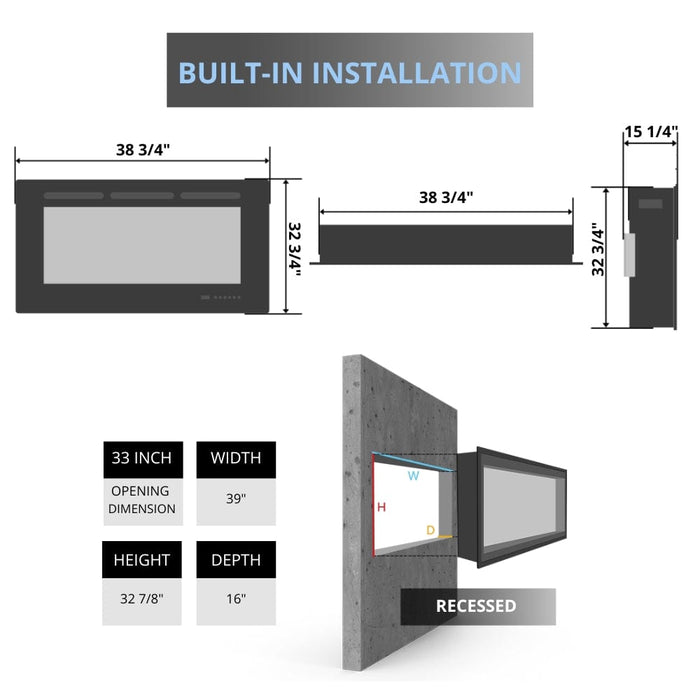 Dimplex 39-Inch Deluxe Built-in Electric Firebox, UL Listed (BF39DXP)