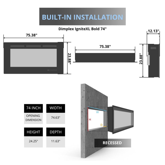 Dimplex Ignite XL Bold 3-Sided Smart Electric Fireplace