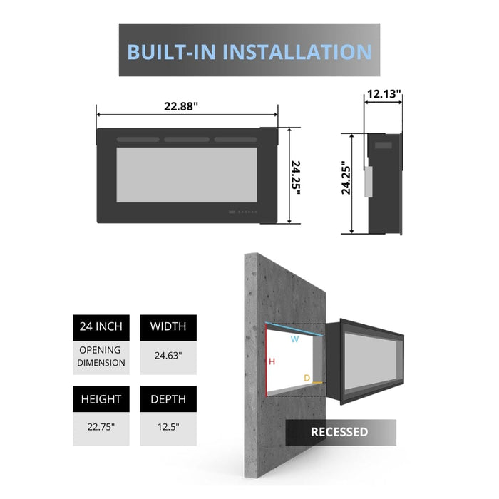 Dimplex Revillusion 24-Inch Built-in Electric Firebox