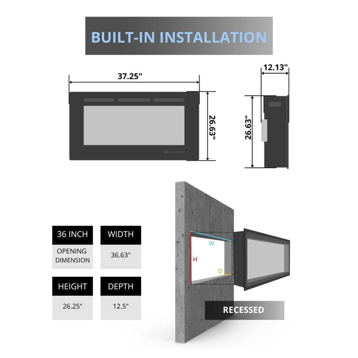 Dimplex Revillusion 36-Inch Built-in Electric Firebox