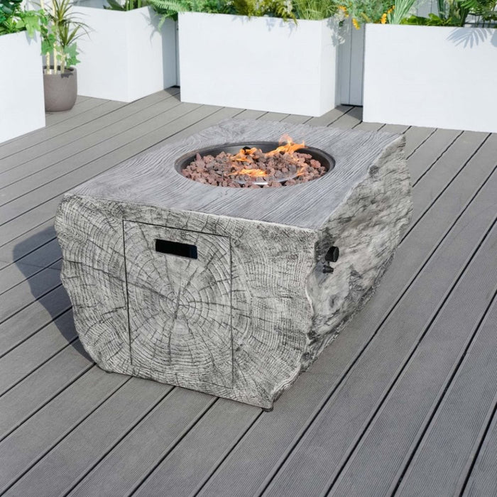 Direct Wicker 44-Inch Rectangular Tree Stump LP Fire Pit Table