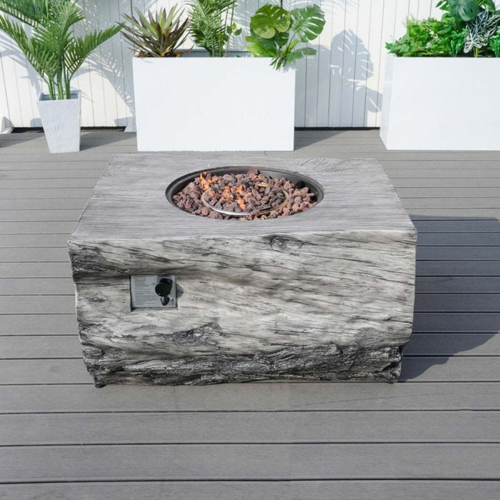 Direct Wicker 44-Inch Rectangular Tree Stump LP Fire Pit Table