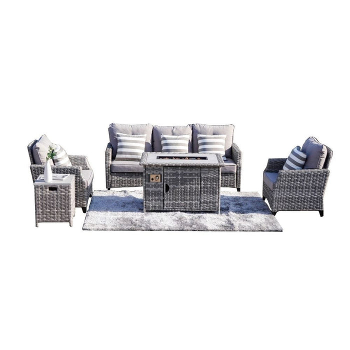 Direct Wicker Trinity 5-Piece Outdoor Furniture Set with LP Fire Pit Table (PAF-1802-New)