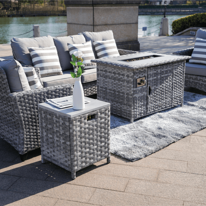 Direct Wicker Trinity 5-Piece Outdoor Furniture Set with LP Fire Pit Table (PAF-1802-New)