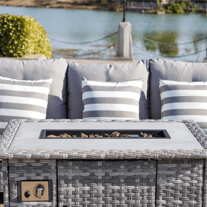 Direct Wicker Trinity 5-Piece Outdoor Furniture Set with LP Fire Pit Table (PAF-1802-New)