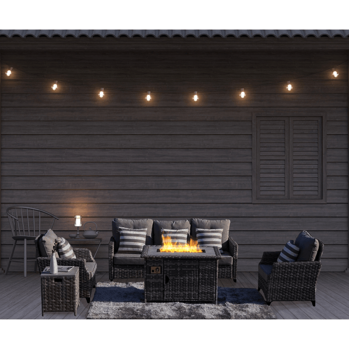 Direct Wicker Trinity 5-Piece Outdoor Furniture Set with LP Fire Pit Table (PAF-1802-New)