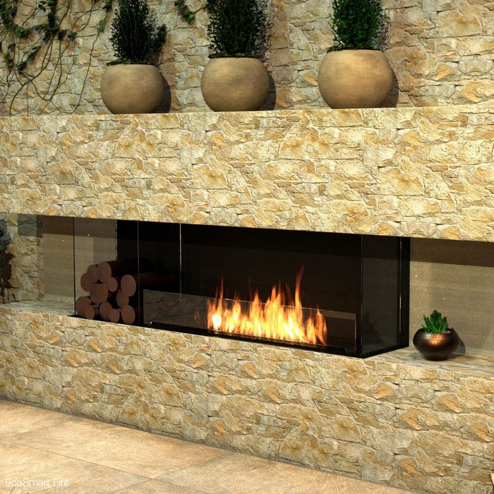 EcoSmart Fire Flex Bay 3-Sided Ethanol Firebox with Decorative Box