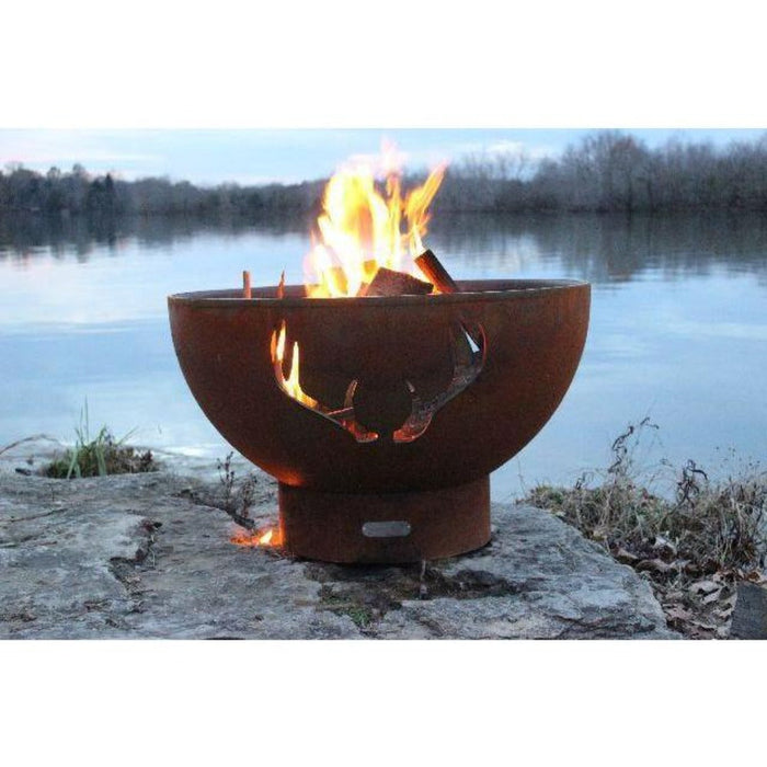 Fire Pit Art Antlers 36-Inch Unique Handcrafted Carbon Steel Fire Pit (ANTLERS)