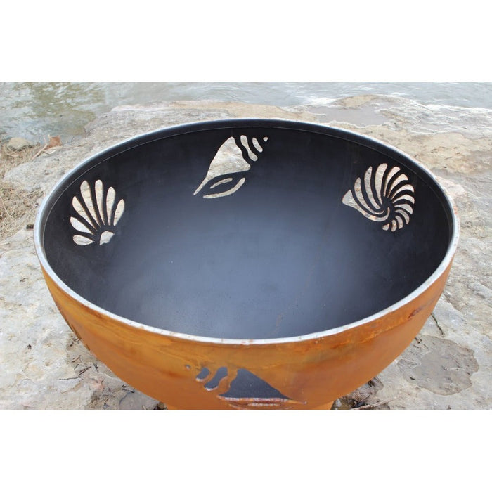 Fire Pit Art Beachcomber 36-Inch Handcrafted Carbon Steel Gas Fire Pit