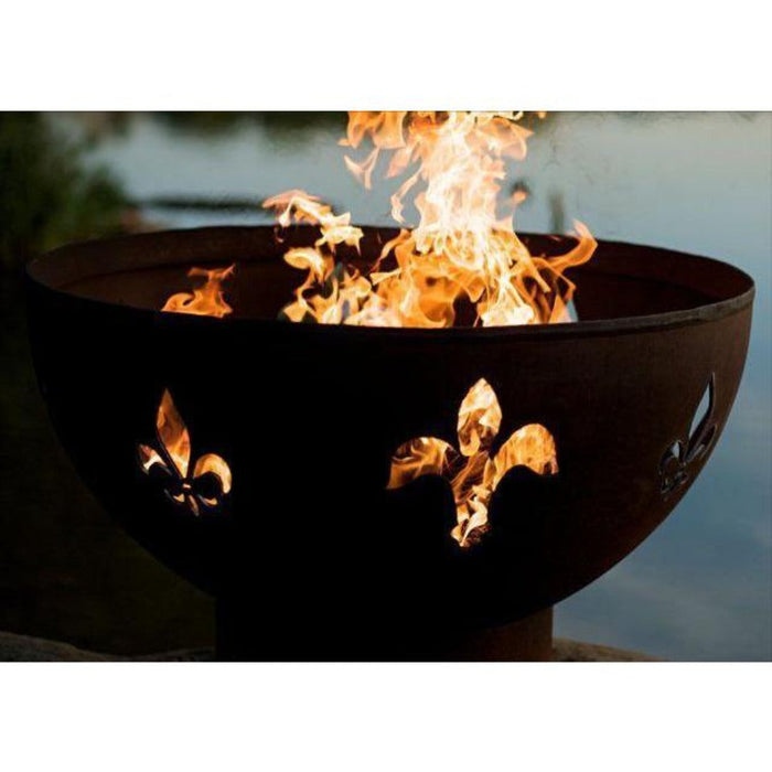 Fire Pit Art Fleur de Lis 36-Inch Handcrafted Carbon Steel Fire Pit (FDL)