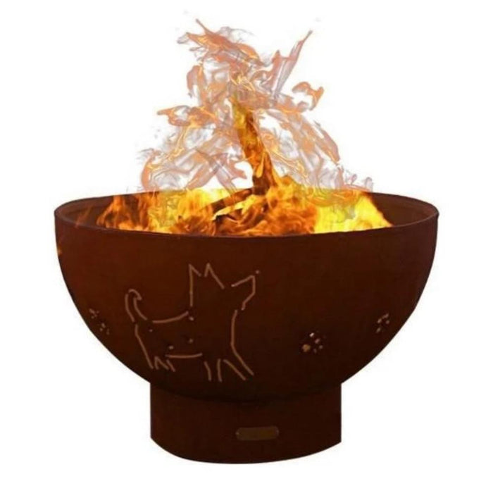 Fire Pit Art Funky Dog 36-Inch Handcrafted Carbon Steel Fire Pit (FDOG)