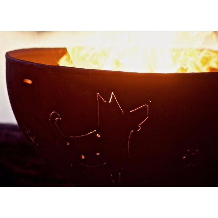 Fire Pit Art Funky Dog 36-Inch Handcrafted Carbon Steel Gas Fire Pit