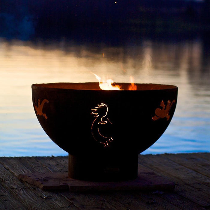 Fire Pit Art Kokopelli 36-Inch Handcrafted Carbon Steel Gas Fire Pit