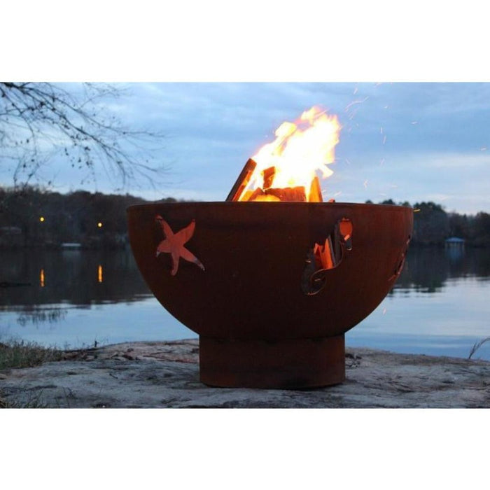 Fire Pit Art Sea Creatures 36-Inch Handcrafted Carbon Steel Fire Pit (SEA)