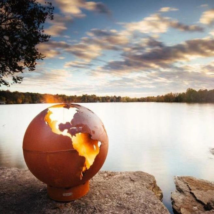 Fire Pit Art Third Rock 36-Inch Carbon Steel Gas Fire Globe