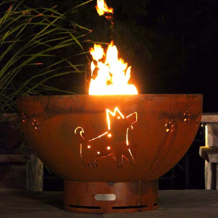 Fire Pit Art Funky Dog 36-Inch Handcrafted Carbon Steel Fire Pit (FDOG)