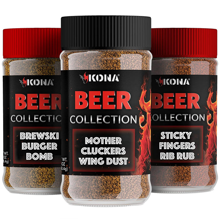 Kona Grilling Spices Gift Set For Men - Beer Flavored Herb, Spice and Seasoning Collection For Wings, Burgers, Ribs - The Kansas City BBQ Store